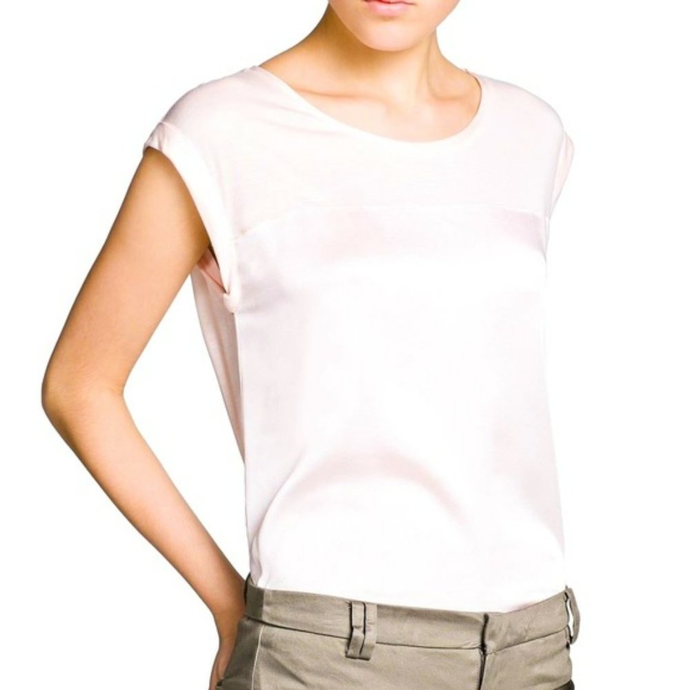MNG Basics Satin Panel T-Shirt